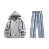 Комплект одежды (Свитшот серого цвета Фотиния + Светло-синие джинсы)