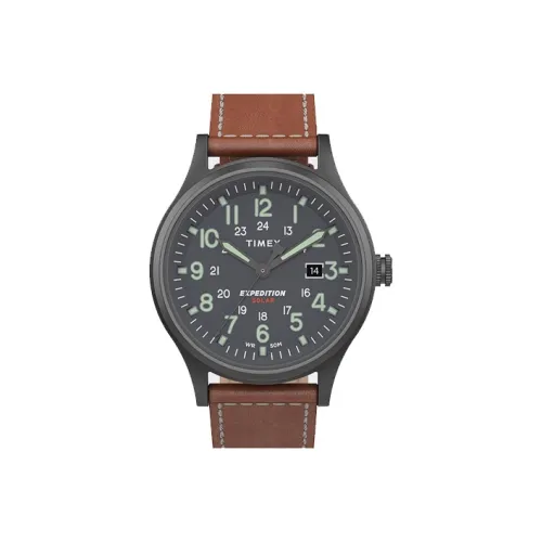 TIMEX Expedition Series Мужские часы Солнечный кварцевый механизм Кожаный ремешок 40 мм Серый циферблат