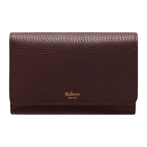 Mulberry Зернистая кожа коровы Кошелек Маленький Женский Бургунди