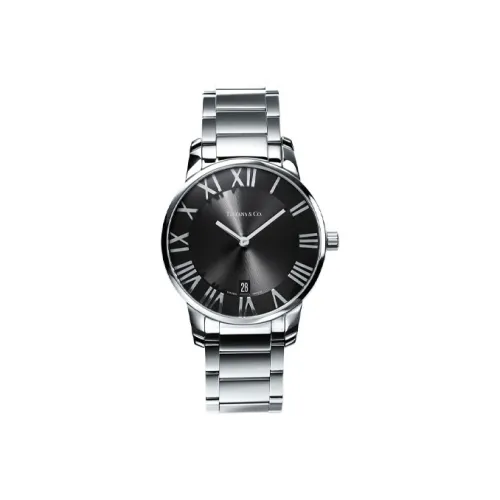 TIFFANY CO. Atlas® Мужские часы Кварцевый механизм Ремешок из нержавеющей стали Черный циферблат