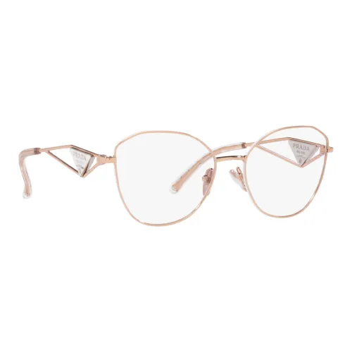 PRADA Алюминиевый сплав Нерегулярная форма Оправа для очков Унисекс Розовое золото