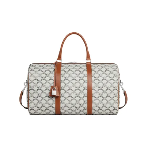 CELINE Холст Воловья кожа Сумка через плечо Сумка среднего размера Мужская Бежевая