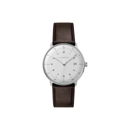 JUNGHANS Max Bill Collection Кварцевый механизм Мужские часы Циферблат Белый Корпус из нержавеющей стали Ремешок из натуральной кожи