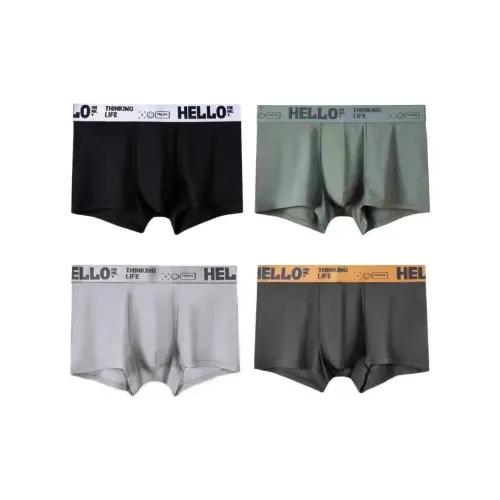 Lanza 4 пачки Черный + Серый + Зеленый + Темно-серый Мужские боксер-шорты