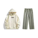 Комплект одежды (Абрикосовый свитшот + грязно-желтые джинсы с эффектом вымытого)