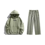 Комплект одежды (Мох зеленый свитшот + желтые грязные джинсы с эффектом вымытого)