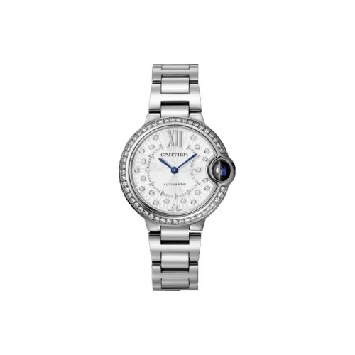 Cartier Часы Ballon Bleu De Cartier 33 Мм, Механизм С Автоматическим Подзаводом, Сталь, Бриллианты