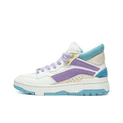 DISHINIGUAISHOUDAXUE x LINING VIVO MID Wave MID Амортизация Износостойкий Высокий Топ Casual Женские Белый Фиолетовый