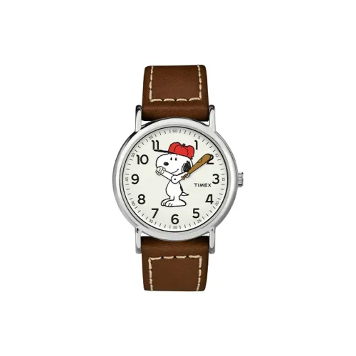 TIMEX Peanuts Snoopy Коллаборация Коллекция Наручные часы Кварцевый механизм Кожаный ремешок Белый циферблат Унисекс