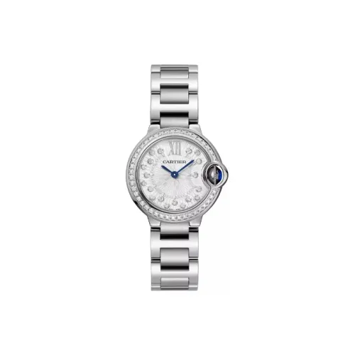 Cartier Часы Ballon Bleu De Cartier 28 Мм, Кварцевый Механизм, Сталь, Бриллианты
