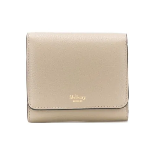 Mulberry Кожа Кошелек Маленький Женский Бежевый