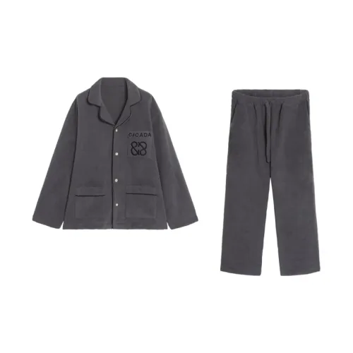 CICADAHOME Cloud Soft Теплый Флис Мужской Угольно-серый Мужской Пижамные комплекты