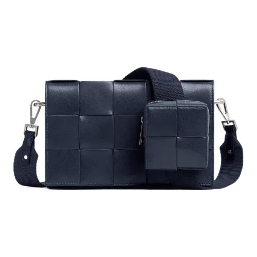 Bottega Veneta Cassette Коровья кожа Сумка через плечо Средний Мужской Космический синий