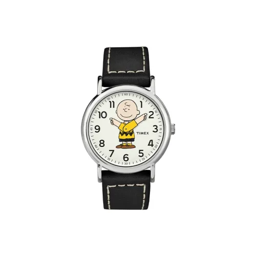 TIMEX Peanuts Снупи Коллаборация Коллекция Наручные часы Кварцевый механизм Натуральная кожа Ремень Белый циферблат Унисекс