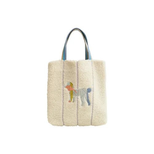 LOST PATTERN Полиэстер Щенок Принт Овечья шерсть Сумка для покупок Сумка Makeup Bag Обычный Women's White Кофе