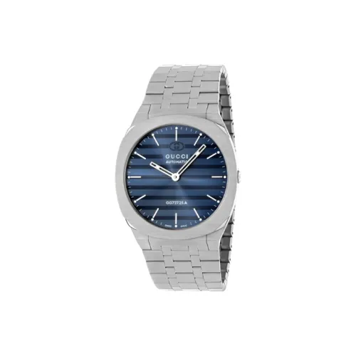 GUCCI 25H Мужские наручные часы Автоматический механический механизм ремешок из нержавеющей стали 40 мм синий циферблат