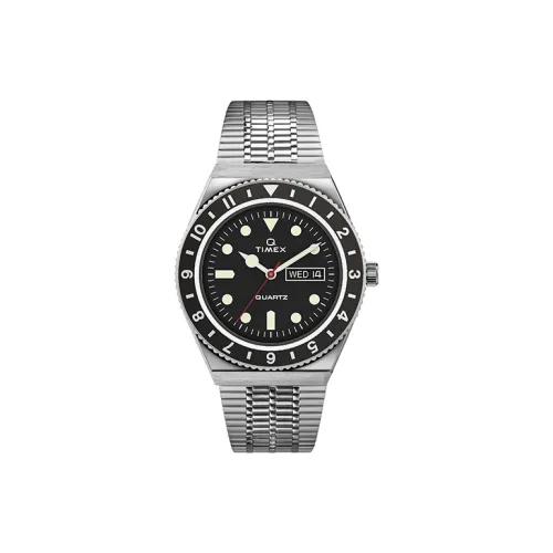 TIMEX Q Series Мужские часы Кварцевый механизм Ремешок из нержавеющей стали Черный циферблат