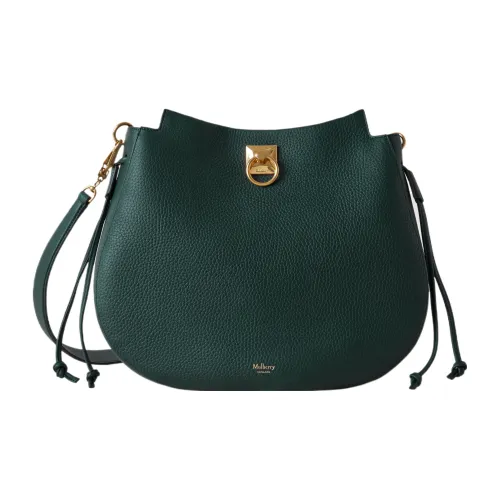 Mulberry Сумка через плечо из крупнозернистой текстуры коровьей кожи портативная женская цвет зеленый