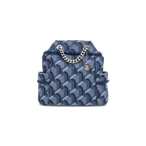 ROSA.K Деним Жаккард And Коровья кожа Сумка через плечо Средний Женские Индиго Черный Розовый