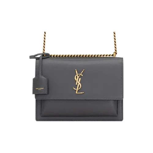 SAINT LAURENT Переработанная кожа Сумка через плечо Сумка на плечо Средняя Женская Серый Белый