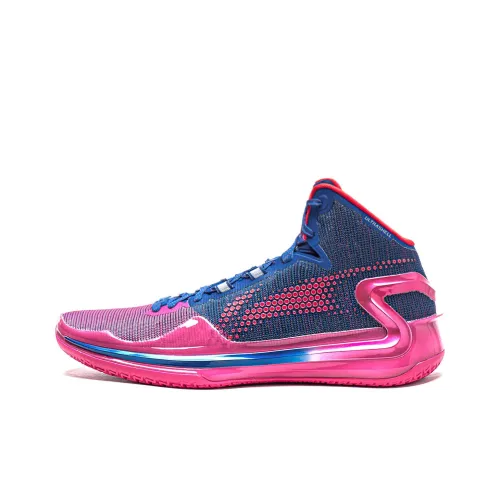 LINING Liren 4 Баскетбольные кроссовки MID Топ Прусский синий Яркий Розово-красный Мужской