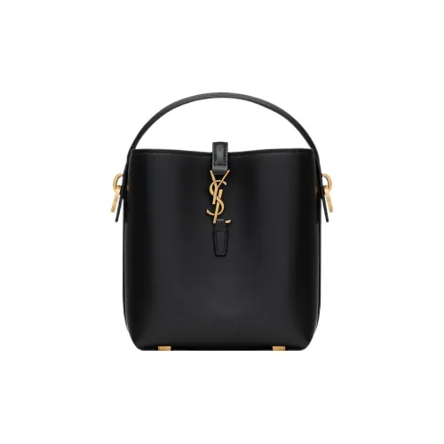 SAINT LAURENT Корова Кожа Ведрообразная Сумка Сумка через плечо Мини Женский Черный