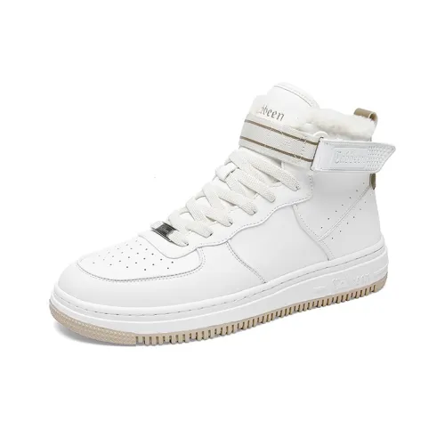 Cabbeen визуально увеличивает рост Высокие кроссовки для скейтбординга Мужские Белые