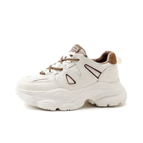 Spider King Износостойкие Низкие Топ Кроссовки с Толстой Подошвой Женские Бежевые