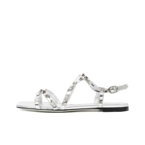 Valentino Rockstud One Ремешок Сандалии Женские Серебряные