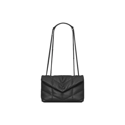 SAINT LAURENT Puffer Овчина Портативная Сумка через плечо Сумка на плечо Женская Черная