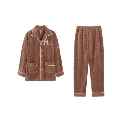 XUANZHITING Темно-коричневый мужской пижамный комплект