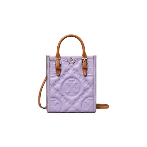 TORY BURCH T Monogram Тисненая кожа Тоут Сумка Сумка для покупок Сумка через плечо Сумка Мини Женская Фиолетовая