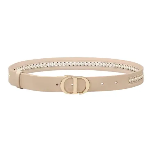 DIOR Логотип Smooth Clasp Кожаные ремни Женские Бежевый 2,5 см