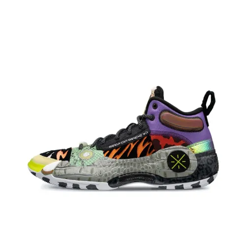 LiNing WOW 10 Zooк Shock Absorbers Противоскользящие MID Топ Баскетбольные кроссовки Мужские Черный Фиолетовый Синий