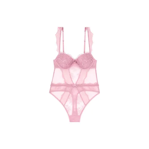 Victoria's Secret VERY Сексуальный Легкий Лайн Demi Кружево Тедди Комбинезон Женские Розовый