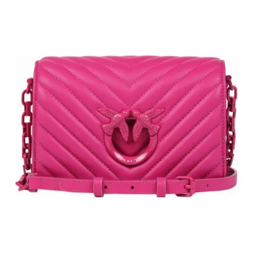 PINKO Click series Овчина Сумка через плечо Маленькая Женская Розовая Красная