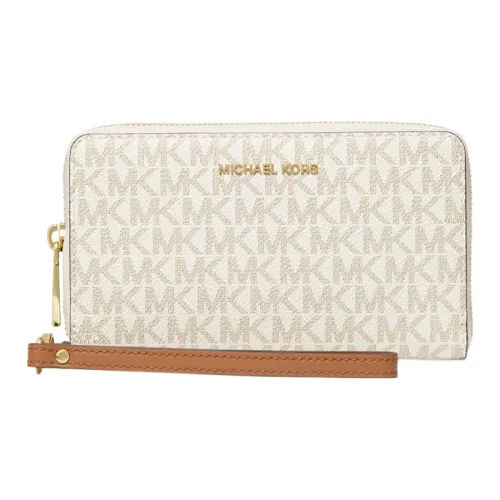 MICHAEL KORS Холст и Кожа Клатч Кошелек Большой Женский Ванильный