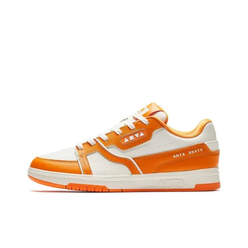 ANTA Амортизация Износостойкие Низкие Кроссовки для Скейтбординга Мужские Белые Оранжевые