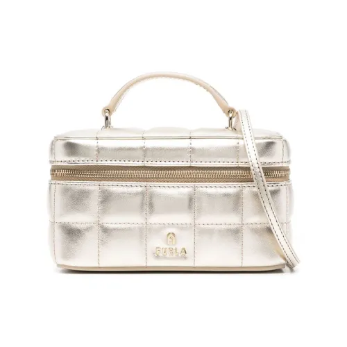 Furla Телячья кожа Сумка через плечо Сумка Косметичка Женская Светло-золотая