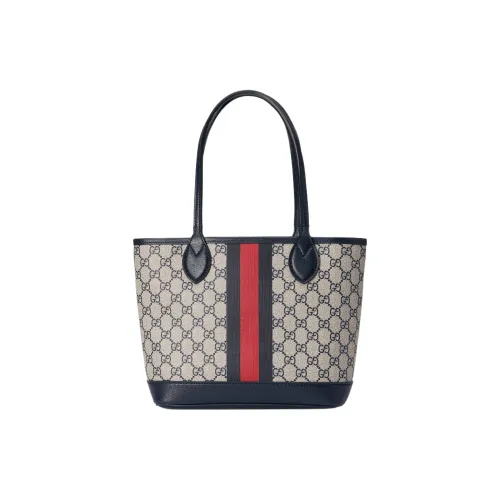 GUCCI Ophidia Холст с кожей Тоут Сумка Сумка для покупок Сумка Маленькая Женская CAMEL Синий