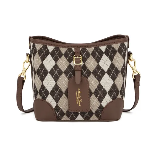 MashaLanti Холст с синтетической кожей ведрообразная сумка холщовая сумка сумка через плечо маленькая женская кофейная