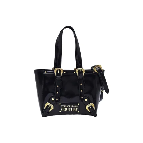 VERSACE JEANS COUTURE Полиуретан Тоут Сумка Сумка для покупок Сумка Сумка через плечо Женская Черная