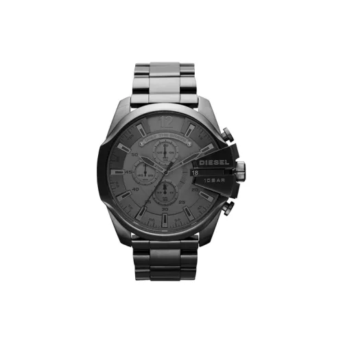 DIESEL Mega Chief Collection Мужские часы Кварцевый механизм Ремешок из нержавеющей стали Черный циферблат Мужские часы DZ4282