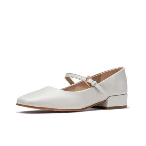 Clarks Грубый каблук Туфли Мэри Джейн 3 см Женские Белые
