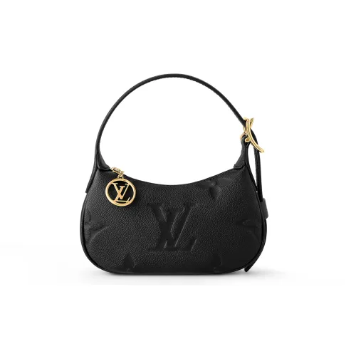 LOUIS VUITTON Мягкая крупнозернистая текстура коровьей кожи Полумесяц Сумка через плечо Сумка Сумка Мини Женская Черная