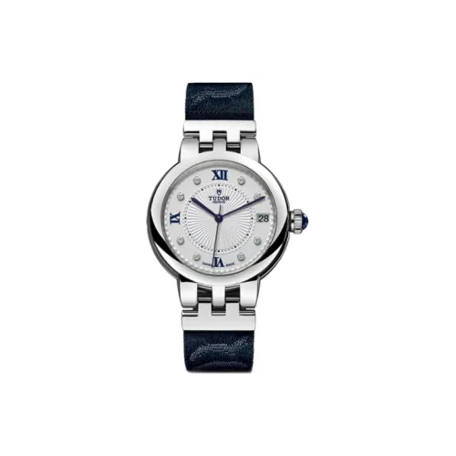 TUDOR Rose Collection Автоматический Механический Механизм Женские Часы 34 мм Серебристый Циферблат Корпус из Нержавеющей Стали Тканевый Ремешок