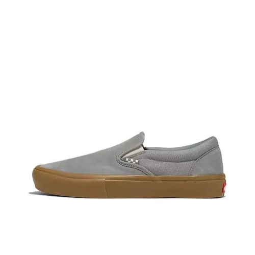 Vans Slip On Аbrasion Resistant Дышащие Низкие Кроссовки для Скейтбординга Унисекс Серые