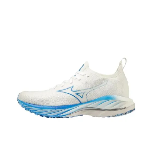 Mizuno Wave Neo Wave Neo Ветер Устойчивый к истиранию Дышащий Низкий Топ Беговые кроссовки Женские Синий Белый
