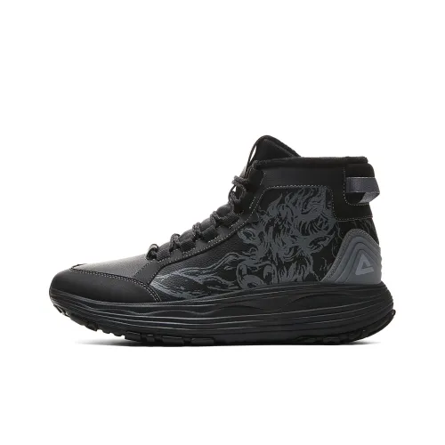 PEAK Guochuang Series Тайцзи Дикий Spirit Иллюстрация Устойчивый к истиранию Термический MID Топ Повседневная Обувь Мужская Черная