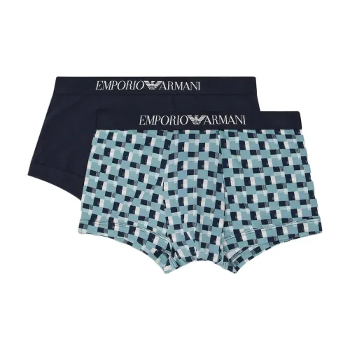 EMPORIO ARMANI 2 упаковки Морской синий + Многоцветный Мужские боксеры